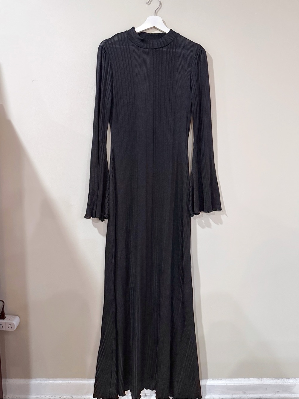 Killstar Kihilist Drenched Grief Women's M Black Ribbed Maxi Dress Goth NWT